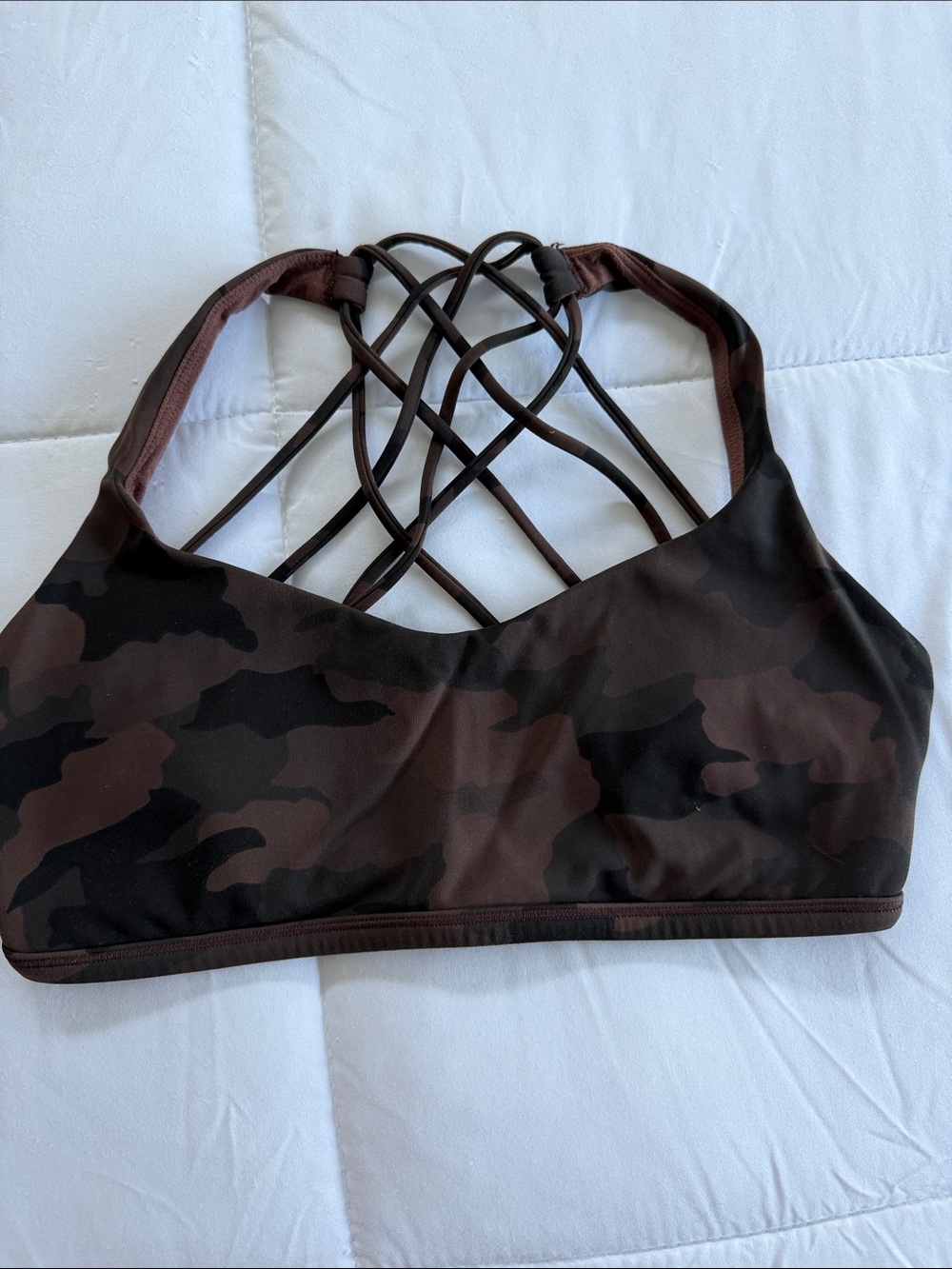 lululemon athletica Brown Camo Strappy Sports Bra